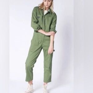 Wildfang The Essential Brushed Long Sleeve Coverall, Olive, Size S, NWT!